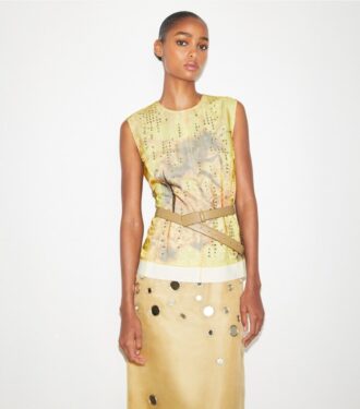 Top i organza med print