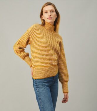 Turtleneck-sweater med ballonærmer