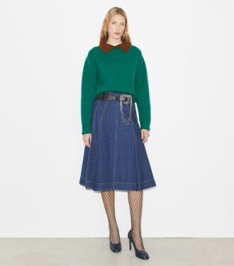 Plisseret denimskørt